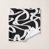 Abstracte lijnen met moderne zwarte en beige crème bad handdoek (Wasdoekje)