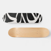 Abstracte lijnen met moderne zwarte en beige crème persoonlijk skateboard (Horizontaal)