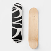 Abstracte lijnen met moderne zwarte en beige crème persoonlijk skateboard (Voorkant)