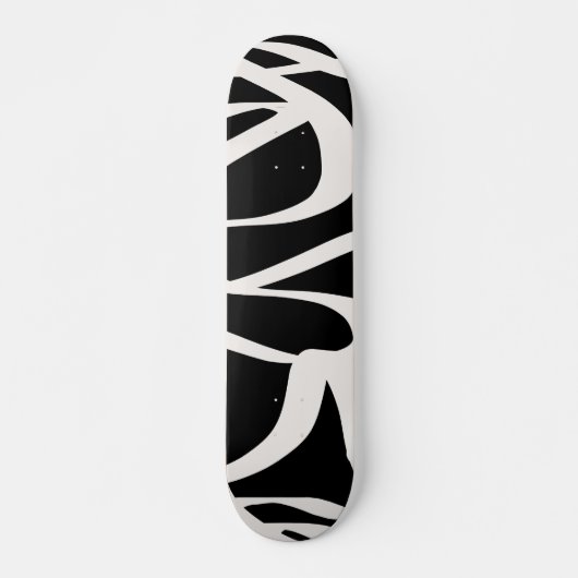 Abstracte lijnen met moderne zwarte en beige crème persoonlijk skateboard (Voorkant)
