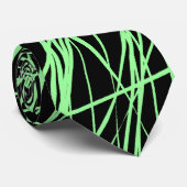 Abstracte lijnen - Mint Green op zwart Stropdas (Opgerold)
