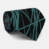 Abstracte lijnen - Moss Green op Black Stropdas (Opgerold)