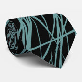 Abstracte lijnen - Ocean Green op Black Stropdas (Opgerold)