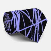 Abstracte lijnen - Pastel Blue op zwart Stropdas (Opgerold)