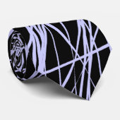 Abstracte lijnen - Powder Blue op zwart Stropdas (Opgerold)