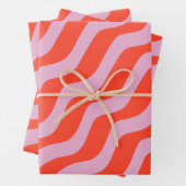 Abstracte lijnen Retro Roze  Zebrastripes Inpakpapier Vel (In situ)