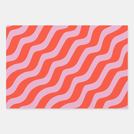 Abstracte lijnen Retro Roze Zebrastripes Inpakpapier Vel (Voorkant)