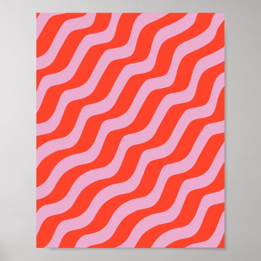 Abstracte lijnen Retro Roze Zebrastripes Poster (Voorkant)