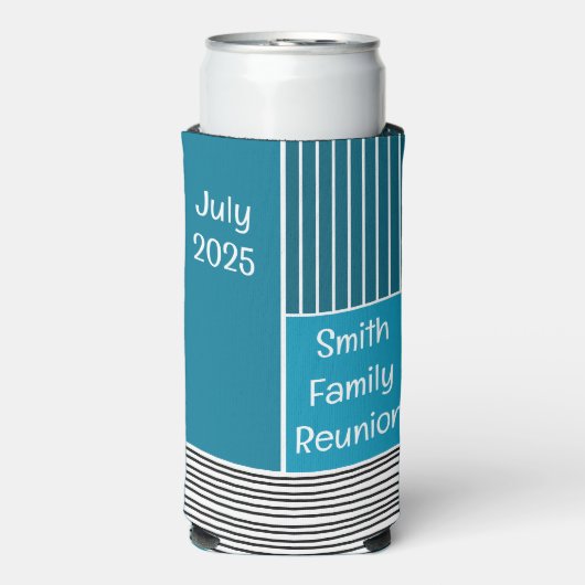 Abstracte lijnen seltzer blikjeskoeler (Seltzer Voorkant)