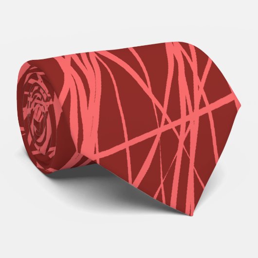 Abstracte lijnen - Tropisch roze op 8B211C Stropdas (Opgerold)