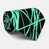 Abstracte lijnen - Turquoise op Black Stropdas (Opgerold)