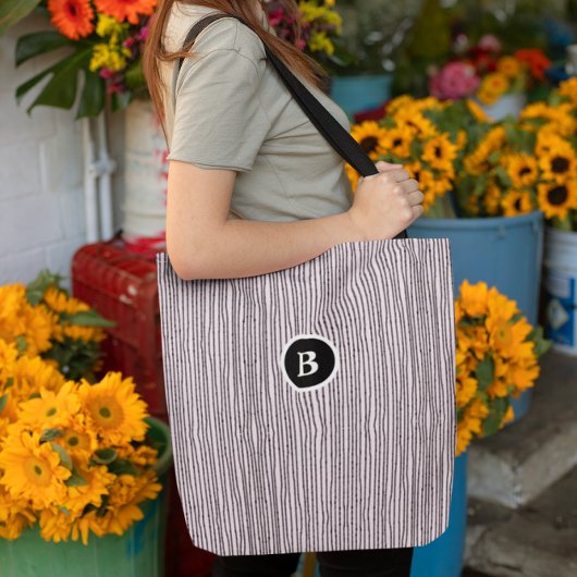 Abstracte lijnen voor zwart en wit tote bag