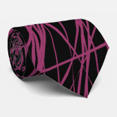 Abstracte lijnen - Wijn op zwart Stropdas (Opgerold)