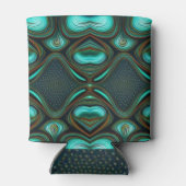 Abstracte lijnen Zwart Goud Turquoise Art Blikjeskoeler (Achterkant)