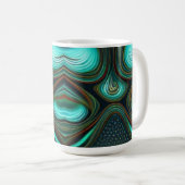 Abstracte lijnen Zwart Goud Turquoise Art Koffiemok (Voorkant rechts)