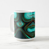 Abstracte lijnen Zwart Goud Turquoise Art Koffiemok (Voorkant links)
