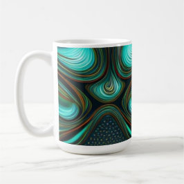 Abstracte lijnen Zwart Goud Turquoise Art Koffiemok