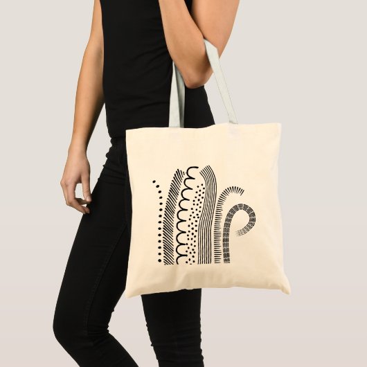 Abstracte lijnen - zwart tote bag (Voorkant (product))