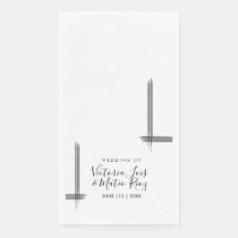 Abstracte Lijnen Zwart Wit Modern Trouwen  Servet