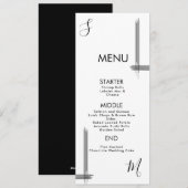 Abstracte lijnen zwart-wit trouwmenu kaart (Voorkant / Achterkant)