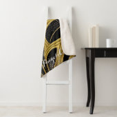 Abstracte Lijnen Zwarte en Gold Persoonlijke Naam Sherpa Deken (In situ)