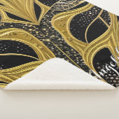 Abstracte Lijnen Zwarte en Gold Persoonlijke Naam Sherpa Deken (3/4)