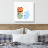 Abstracte Lijnkunst Gezicht met Botanische Accente Canvas Afdruk (Insitu (Slaapkamer))