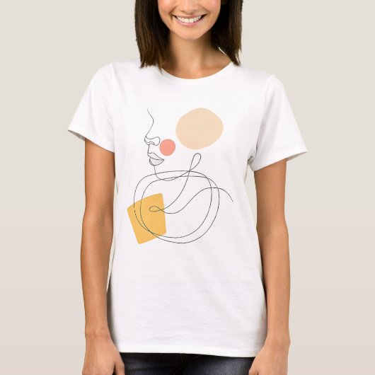 Abstracte Lijnkunst Gezicht Tee – Minimalistische T-shirt (Voorkant)