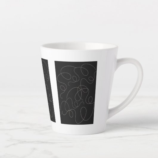 Abstracte lijnkunst, Modern zwart-wit ontwerp Latte Mok (Rechts)