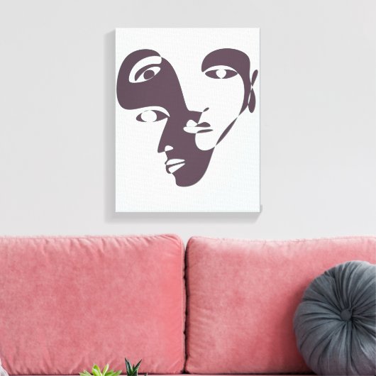 Abstracte lijnkunst van het Cubisme van de hedenda Canvas Afdruk (Insitu (Woonkamer))