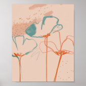 Abstracte lijnkunstbloemen poster (Voorkant)