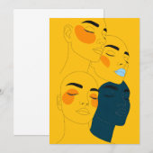 Abstracte lijnkunstprint, vier overlappende gezich (Voorkant / Achterkant)
