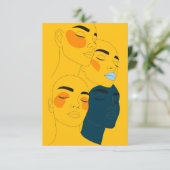 Abstracte lijnkunstprint, vier overlappende gezich bedankkaart (Staand voorkant)