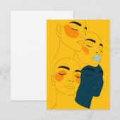 Abstracte lijnkunstprint, vier overlappende gezich bedankkaart (Voorkant / Achterkant)