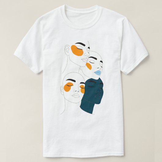 Abstracte lijnkunstprint, vier overlappende gezich t-shirt (Design voorkant)