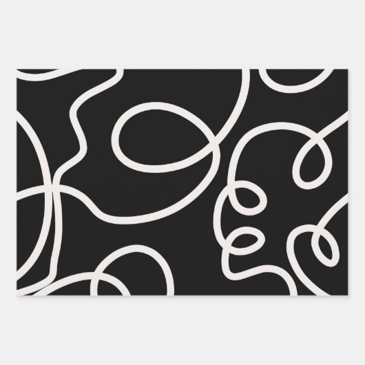 Abstracte lijnpenseelstreken zwart en wit inpakpapier vel (Voorkant 2)