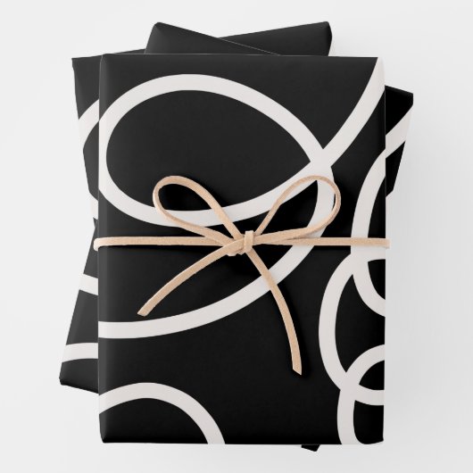 Abstracte lijnpenseelstreken zwart en wit inpakpapier vel (In situ)