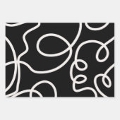Abstracte lijnpenseelstreken zwart en wit inpakpapier vel (Voorkant)