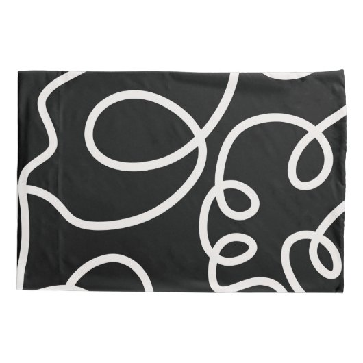 Abstracte lijnpenseelstreken zwart en wit kussensloop (Achterkant)