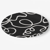 Abstracte lijnpenseelstreken zwart en wit papieren bordje (Gekanteld)
