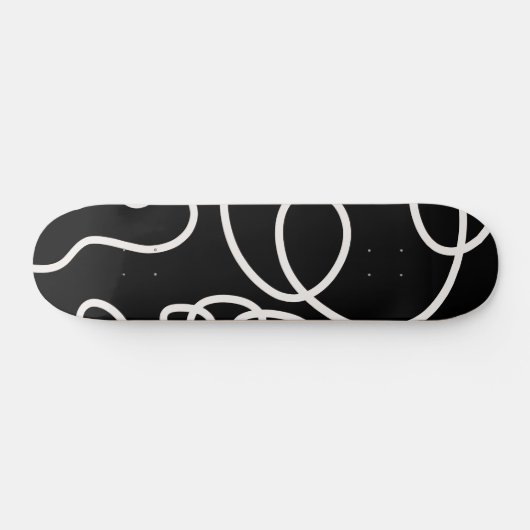 Abstracte lijnpenseelstreken zwart en wit persoonlijk skateboard (Horizontaal)