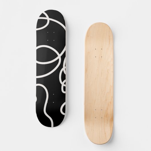 Abstracte lijnpenseelstreken zwart en wit persoonlijk skateboard (Voorkant)