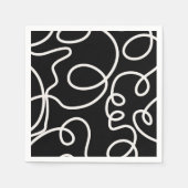 Abstracte lijnpenseelstreken zwart en wit servet (Voorkant)