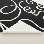 Abstracte lijnpenseelstreken zwart en wit sherpa deken (3/4)