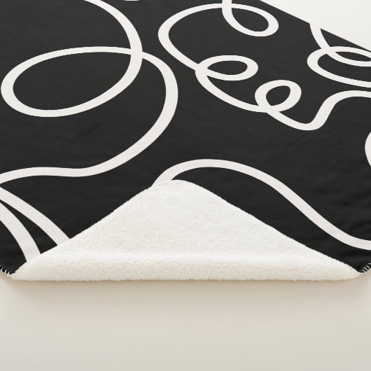 Abstracte lijnpenseelstreken zwart en wit sherpa deken (3/4)