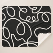 Abstracte lijnpenseelstreken zwart en wit sherpa deken (Voorkant (horizontaal))