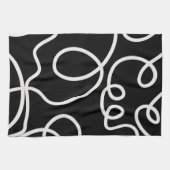 Abstracte lijnpenseelstreken zwart en wit theedoek (Horizontaal)