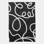 Abstracte lijnpenseelstreken zwart en wit theedoek (Verticaal)