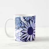 Abstracte lijntekening Floral Art Paars Blue Koffiemok (Links)