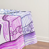 Abstracte lijntekening Floral Art Paars Blue Tafelkleed (Voorbeeld)